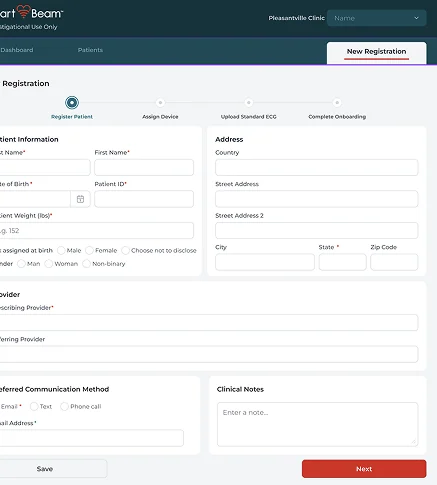 Clinician portal registration