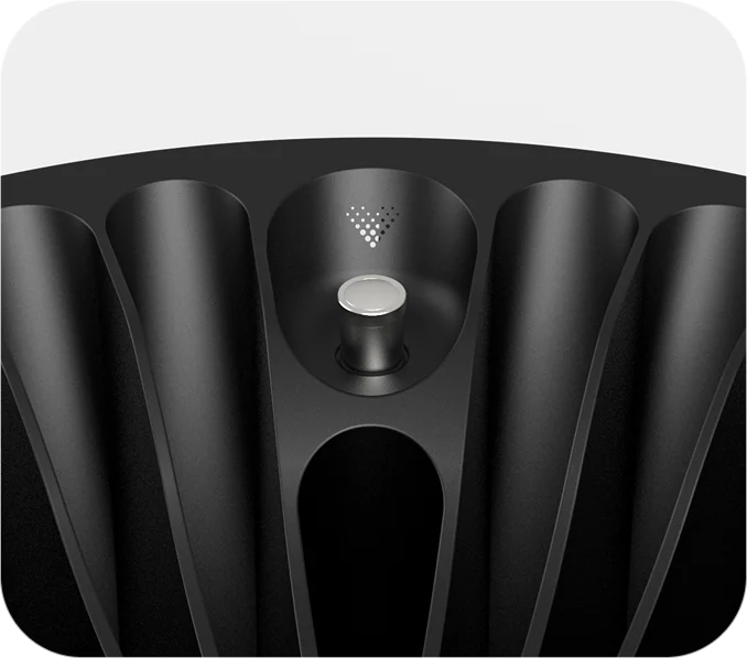 Close-up of the molded vent fins