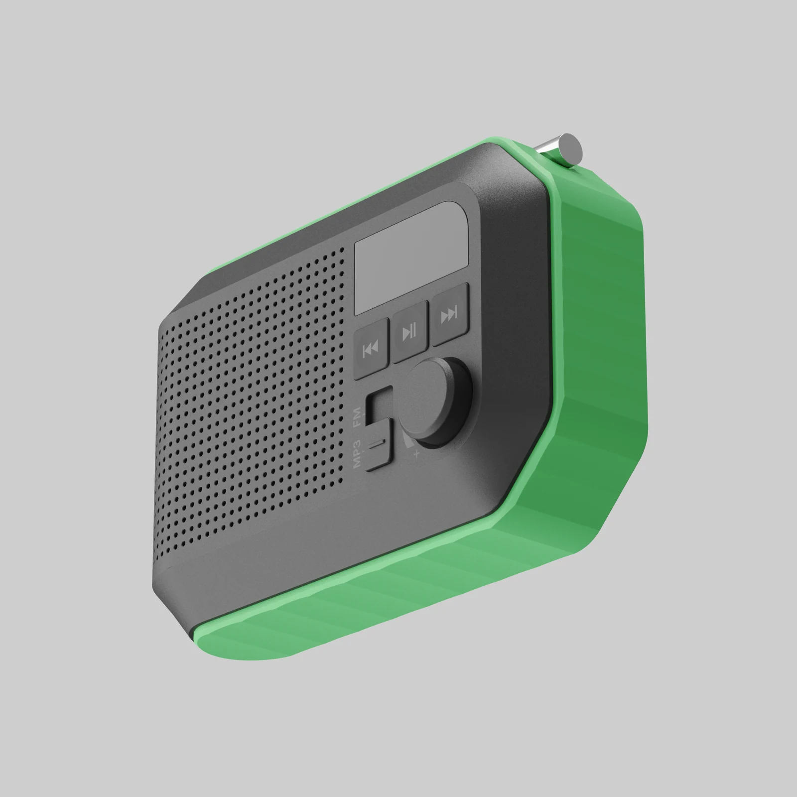 Mysol radio with molded texture and green color break