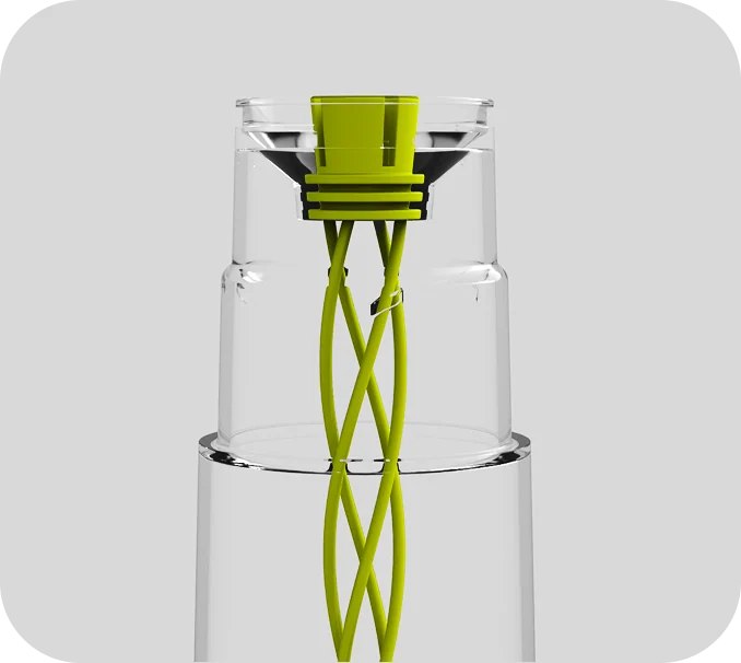 Agitator inside the clear bottle
